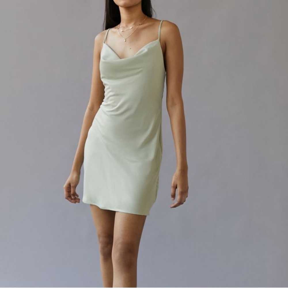 UO Mallory Cowl Neck Slip Dress in Olive Size M